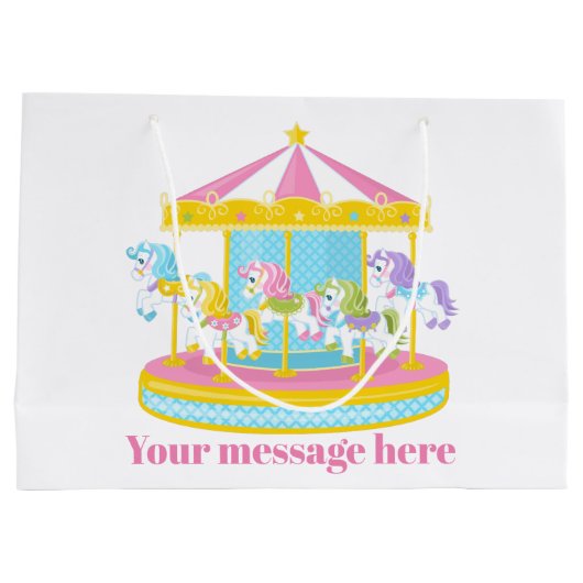 Cute meiden carrousel paarden groot cadeauzakje (Achterkant)
