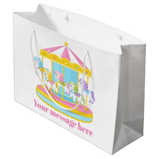 Cute meiden carrousel paarden groot cadeauzakje (Achterkant Gekanteld)