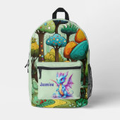 Cute meiden dragon add name bedrukte rugzak (Voorkant)