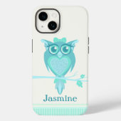 Cute meiden owl aqua mint green Case-Mate iPhone case (Achterkant)