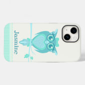 Cute meiden owl aqua mint green Case-Mate iPhone case (Achterkant (horizontaal))
