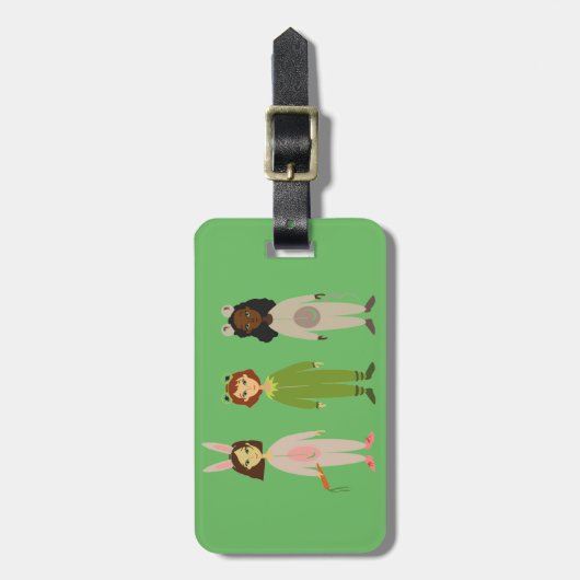 Cute meiden pajama vrienden thema bagagelabel (Voorkant verticaal)