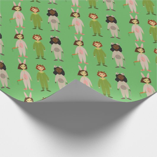 Cute meiden pajama vrienden thema cadeaupapier (Hoek)