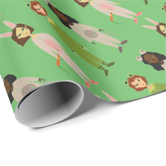 Cute meiden pajama vrienden thema cadeaupapier (Rol Hoek)