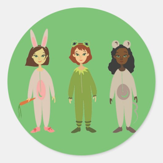 Cute meiden pajama vrienden thema ronde sticker (Voorkant)