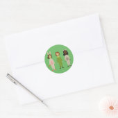 Cute meiden pajama vrienden thema ronde sticker (Envelop)