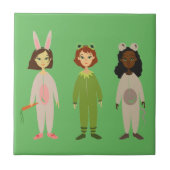 Cute meiden pajama vrienden thema tegeltje (Voorkant)