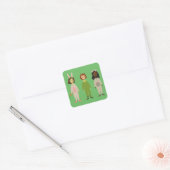 Cute meiden pajama vrienden thema vierkante sticker (Envelop)