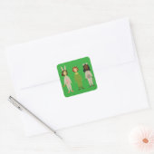 Cute meiden pajama vrienden thema vierkante sticker (Envelop)