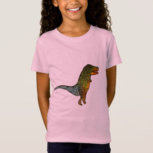 Cute meiden T-Rex dinosaur art T-shirt (Voorkant)