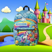 Cute meiden unicorn voegen naam toe bedrukte rugzak