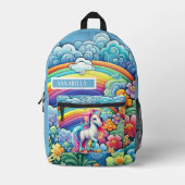 Cute meiden unicorn voegen naam toe bedrukte rugzak (Voorkant)