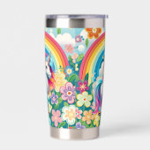 Cute meiden unicorn voegen naam toe geïsoleerde drinkbeker (Links)