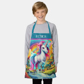 Cute meiden unicorn voegen naam toe schort (Gedragen)