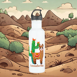 Cute meiden voegen naam llama toe waterfles 