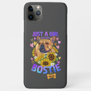 Cute meisje houdt van Boston Terrier zonnebloem ho Case-Mate iPhone Case