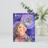 Cute Meisje Kerstkaart Briefkaart (Staand voorkant)