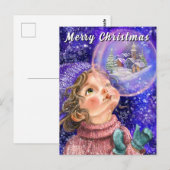 Cute Meisje Kerstkaart Briefkaart (Voorkant / Achterkant)