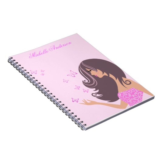 Cute meisje met vlinders Notitieboek (Rechterzijde)