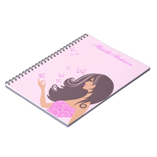 Cute meisje met vlinders Notitieboek (Linkerzijde)