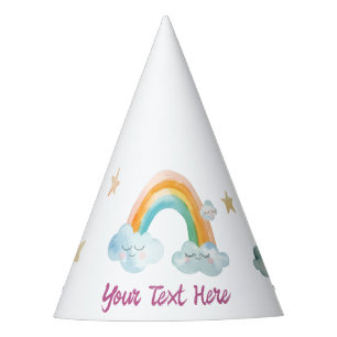 Cute meisje paarse waterverf regenboog baby verjaa feesthoedjes
