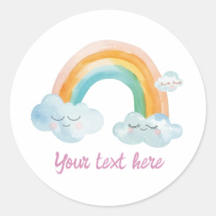 Cute meisje paarse waterverf regenboog baby verjaa ronde sticker