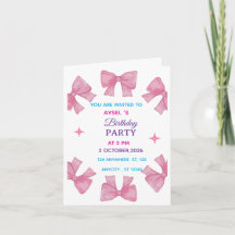 Cute meisje verjaardagsfeest uitnodiging – Roze ve