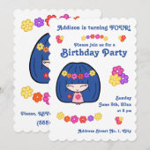 Cute meisje verjaardagsfeest uitnodigingen Kawaii  (Voorkant / Achterkant)