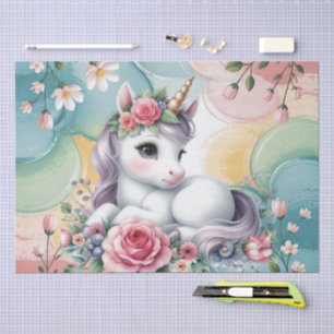 Cute meisjes baby eenhoorn decoupage tissuepapier