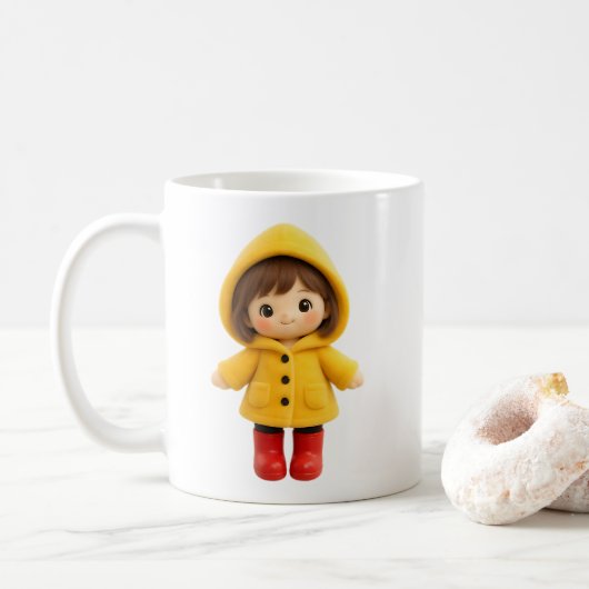 Cute meisjes cartoon koffiemok (Met donut)