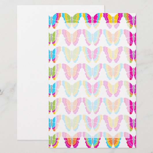 Cute Meisjesachtig Multikleur Regenboog Vlinder Pa Briefpapier (Voorkant / Achterkant)