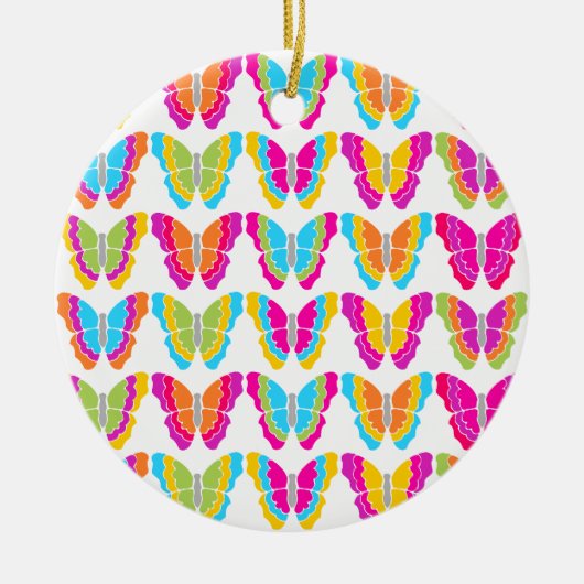 Cute Meisjesachtig Multikleur Regenboog Vlinder Pa Keramisch Ornament (Voorkant)
