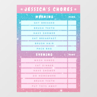 Cute Meisjesachtig Roze Blauwe Glitter Kinderen Da Raamsticker