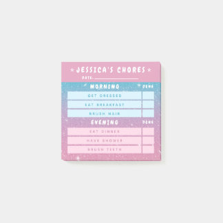 Cute Meisjesachtig Roze Blauwe Glitters Dagelijkse Post-it® Notes