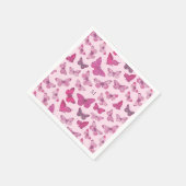 Cute Meisjesachtig Roze Vlinderpatroon Monogram Servet (Hoek)