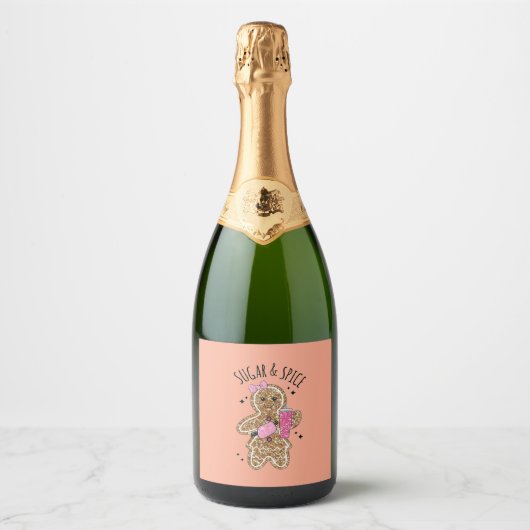 Cute meisjesachtige gemberkoek borden sparkling wijnetiket (Voorkant)