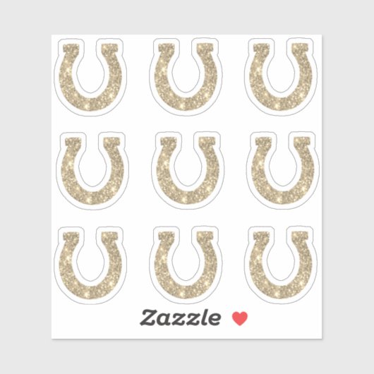 Cute Meisjesachtige Glam Gouden Glitter Hoefijzer  Sticker (Vel)