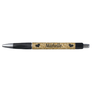 Cute Meisjesachtige Gouden Glitter Sparkle Harten Pen