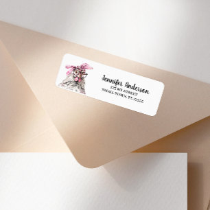 Cute Meisjesachtige Kip Roze Bandana Adres Etiket