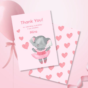 Cute meisjesachtige olifant ballerina verjaardagsf bedankkaart