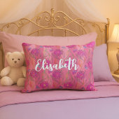 Cute & Meisjesachtige Roze Bloemen Gestreept Patro Accent Kussen