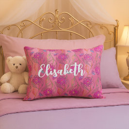 Cute & Meisjesachtige Roze Bloemen Gestreept Patro Accent Kussen