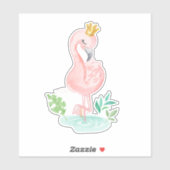 Cute Meisjesachtige Roze Flamingo Kroon Sticker (Vel)