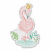 Cute Meisjesachtige Roze Flamingo Kroon Sticker (Voorkant)