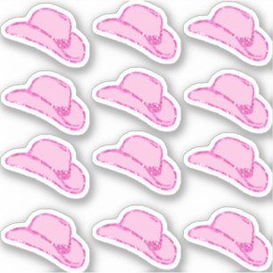 Cute Meisjesachtige Roze Glitter Cowgirl Hoed 12 S Sticker