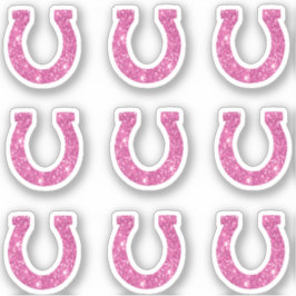 Cute Meisjesachtige Roze Glitter Hoefijzer Set Sticker