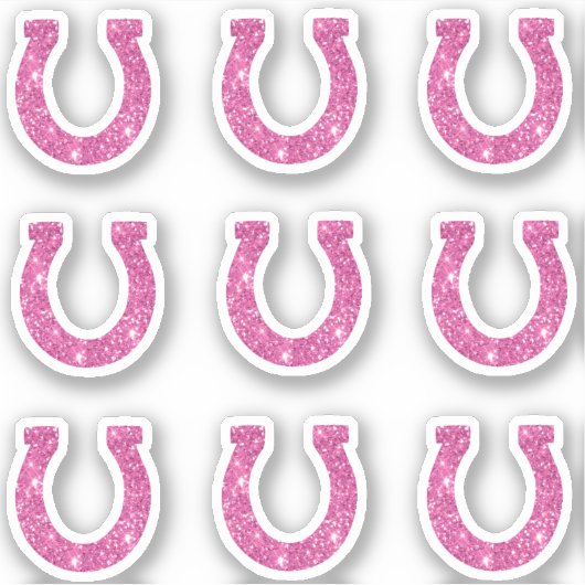 Cute Meisjesachtige Roze Glitter Hoefijzer Set Sticker (Voorkant)