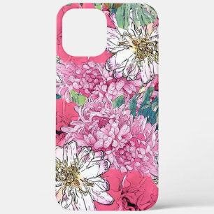 Cute Meisjesachtige Roze & Groene Bloem Illustrati Case-Mate iPhone Case