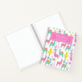 Cute Meisjesachtige Roze Lama Cactus Schetsboek Notitieboek