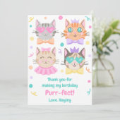Cute Meisjesachtige Roze Perfecte Kitty Kat Verjaa Bedankkaart (Staand voorkant)